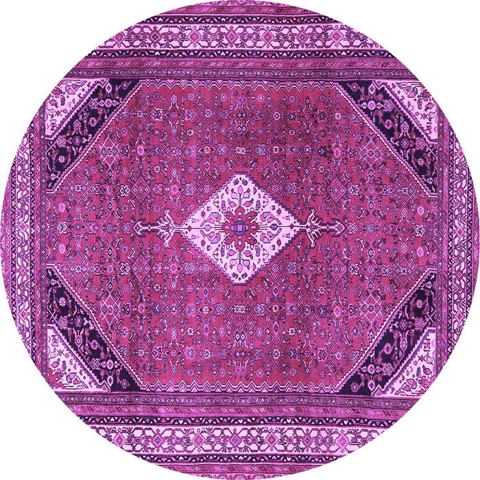 Round Medallion Purple Traditional Rug, tr4154pur