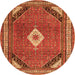 Machine Washable Medallion Orange Traditional Area Rugs, wshtr4154org