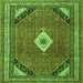 Serging Thickness of Medallion Green Traditional Rug, tr4154grn