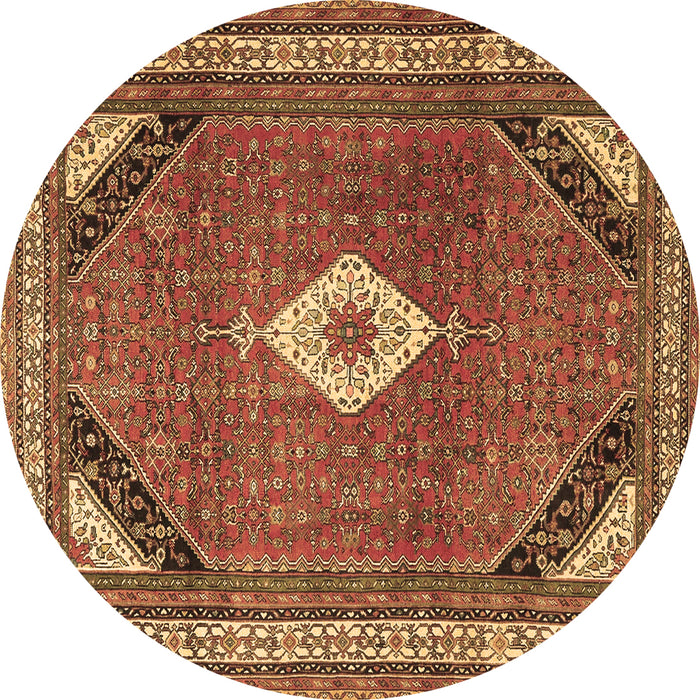 Round Medallion Brown Traditional Rug, tr4154brn