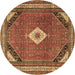 Round Medallion Brown Traditional Rug, tr4154brn