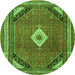 Machine Washable Medallion Green Traditional Area Rugs, wshtr4154grn