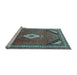 Sideview of Machine Washable Medallion Light Blue Traditional Rug, wshtr4154lblu