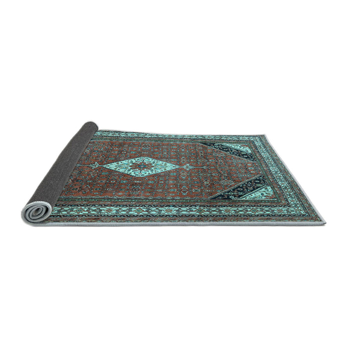 Sideview of Medallion Light Blue Traditional Rug, tr4154lblu