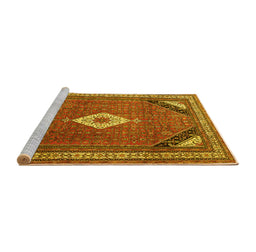 Sideview of Machine Washable Medallion Yellow Traditional Rug, wshtr4154yw