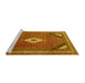 Sideview of Machine Washable Medallion Yellow Traditional Rug, wshtr4154yw