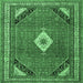 Square Medallion Emerald Green Traditional Rug, tr4154emgrn