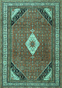 Medallion Turquoise Traditional Rug, tr4154turq