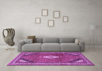 Machine Washable Medallion Purple Traditional Rug, wshtr4154pur