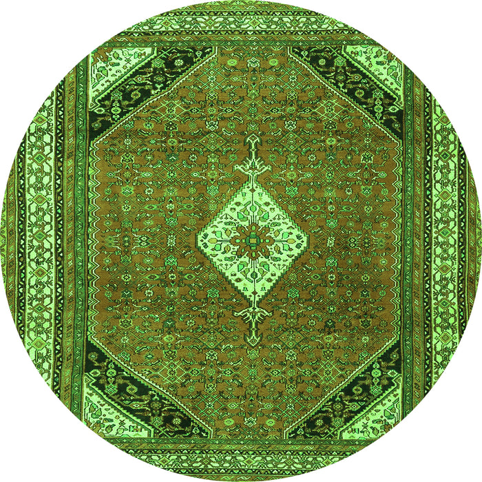 Square Medallion Green Traditional Rug, tr4154grn