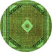 Square Medallion Green Traditional Rug, tr4154grn