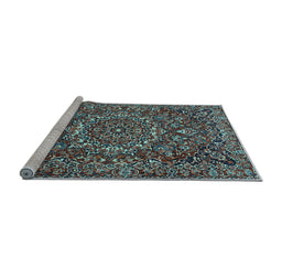 Sideview of Machine Washable Persian Light Blue Traditional Rug, wshtr4155lblu