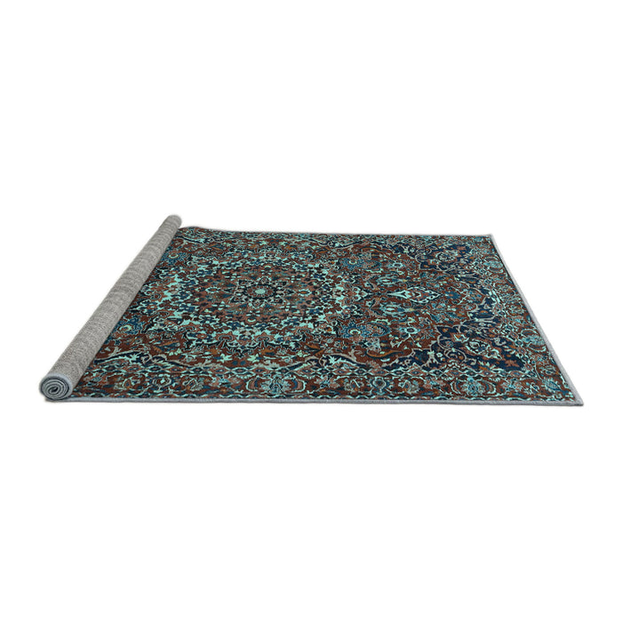 Sideview of Machine Washable Persian Light Blue Traditional Rug, wshtr4155lblu