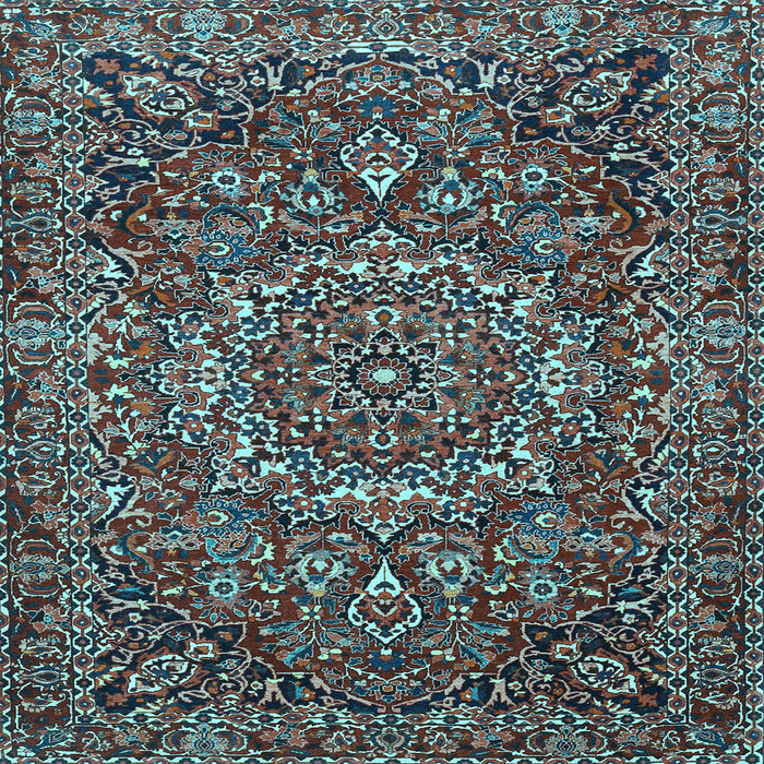 Square Machine Washable Persian Light Blue Traditional Rug, wshtr4155lblu