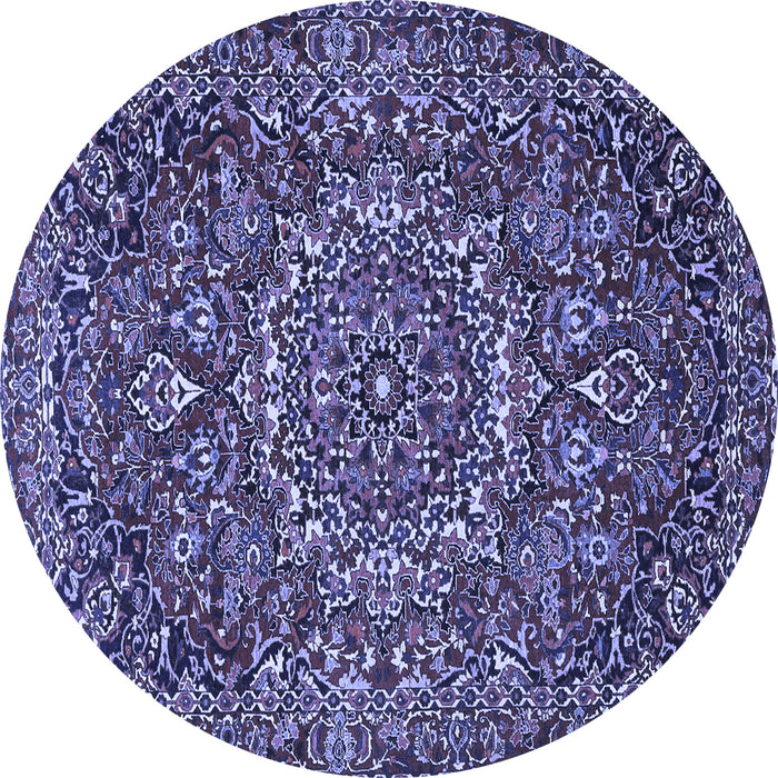 Round Persian Blue Traditional Rug, tr4155blu