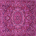 Square Machine Washable Persian Pink Traditional Rug, wshtr4155pnk