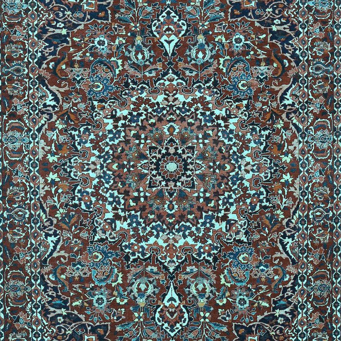 Machine Washable Persian Light Blue Traditional Rug, wshtr4155lblu