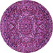 Round Machine Washable Persian Purple Traditional Area Rugs, wshtr4155pur