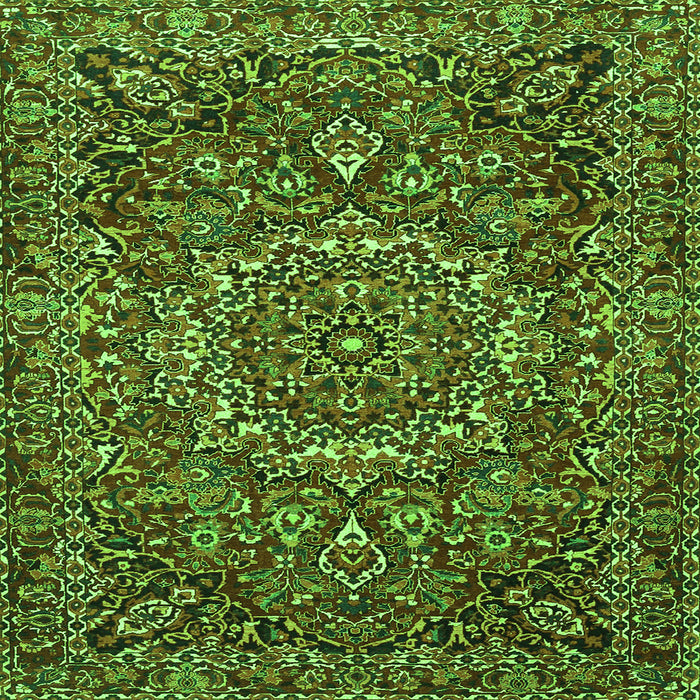 Round Machine Washable Persian Green Traditional Area Rugs, wshtr4155grn