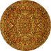 Round Machine Washable Persian Yellow Traditional Rug, wshtr4155yw