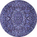 Round Machine Washable Persian Blue Traditional Rug, wshtr4155blu