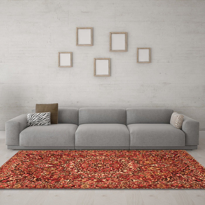 Machine Washable Persian Orange Traditional Area Rugs in a Living Room, wshtr4155org