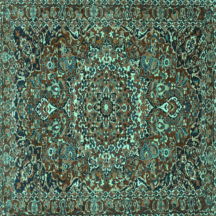 Square Machine Washable Persian Turquoise Traditional Area Rugs, wshtr4155turq