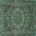 Square Machine Washable Persian Turquoise Traditional Area Rugs, wshtr4155turq