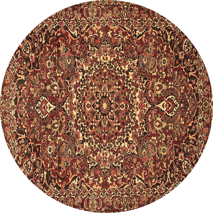 Round Persian Brown Traditional Rug, tr4155brn