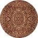 Round Persian Brown Traditional Rug, tr4155brn