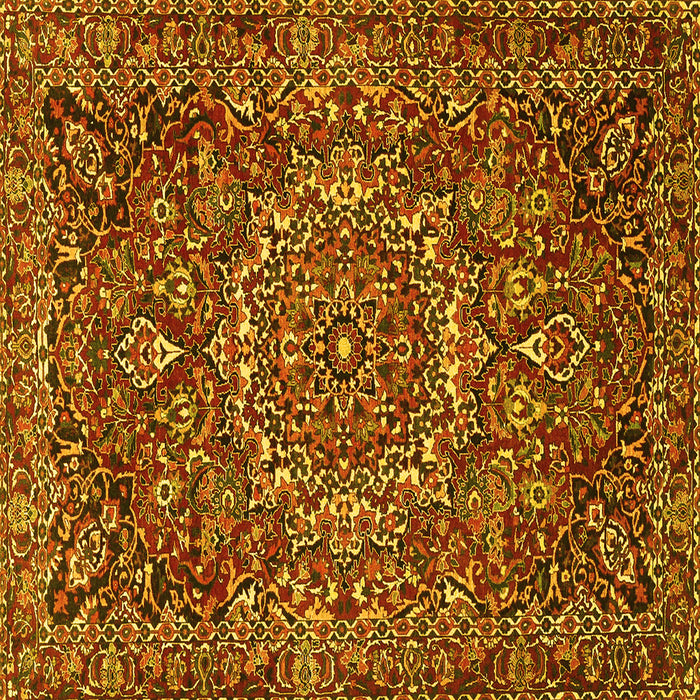 Square Machine Washable Persian Yellow Traditional Rug, wshtr4155yw