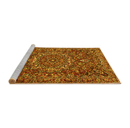 Sideview of Machine Washable Persian Yellow Traditional Rug, wshtr4155yw