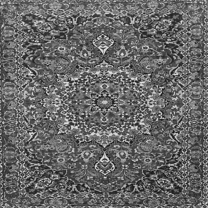 Round Machine Washable Persian Gray Traditional Rug, wshtr4155gry