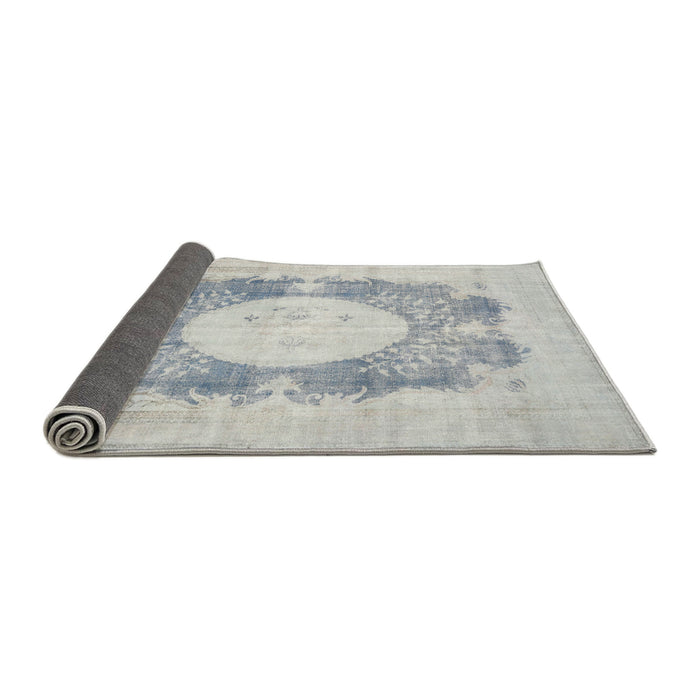 Sideview of Traditional Dark Gray Medallion Rug, tr4156