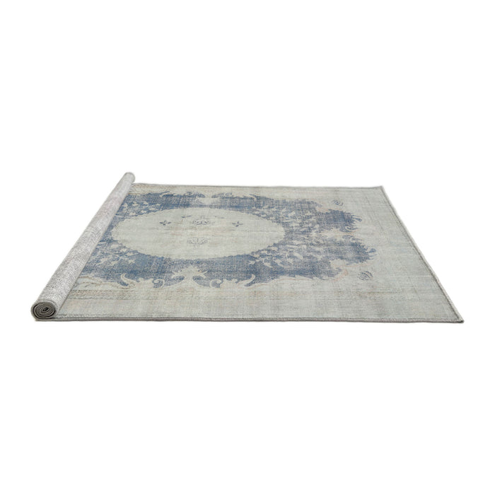 Sideview of Machine Washable Traditional Dark Gray Rug, wshtr4156