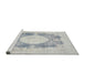 Sideview of Machine Washable Traditional Dark Gray Rug, wshtr4156