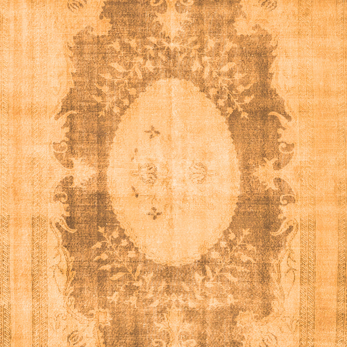 Serging Thickness of Machine Washable Medallion Orange Traditional Area Rugs, wshtr4156org