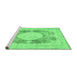 Sideview of Machine Washable Medallion Emerald Green Traditional Area Rugs, wshtr4156emgrn