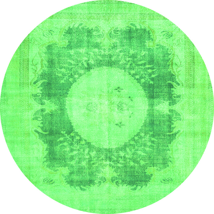 Square Medallion Green Traditional Rug, tr4156grn