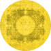 Round Medallion Yellow Traditional Rug, tr4156yw