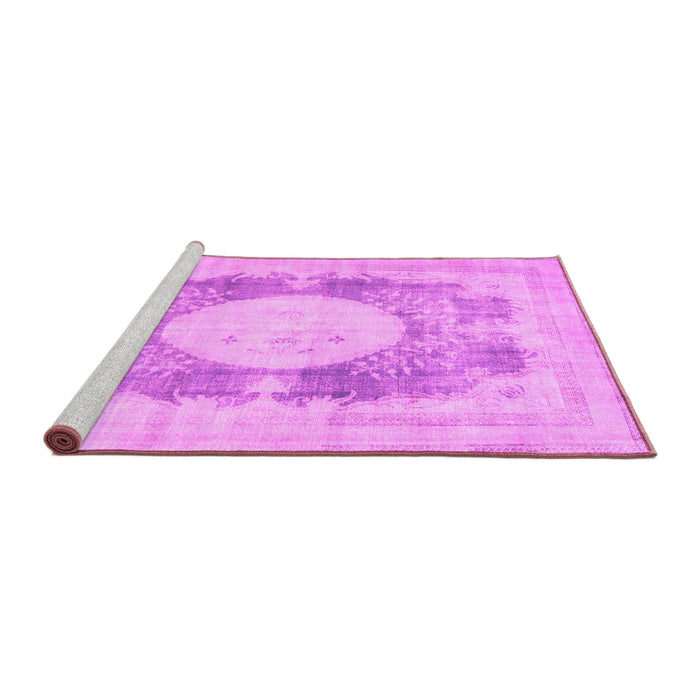 Sideview of Machine Washable Medallion Pink Traditional Rug, wshtr4156pnk