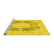 Sideview of Machine Washable Medallion Yellow Traditional Rug, wshtr4156yw