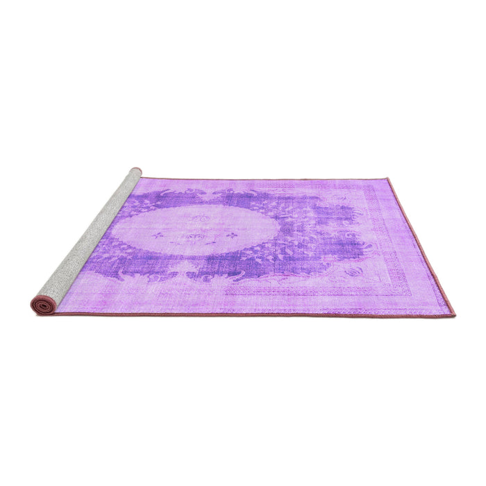 Sideview of Machine Washable Medallion Purple Traditional Area Rugs, wshtr4156pur