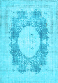 Medallion Light Blue Traditional Rug, tr4156lblu