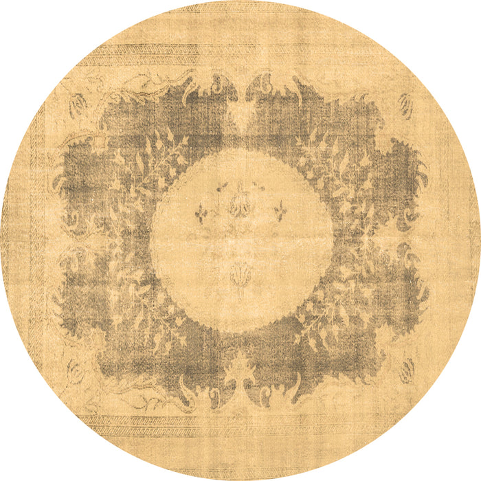 Round Medallion Brown Traditional Rug, tr4156brn