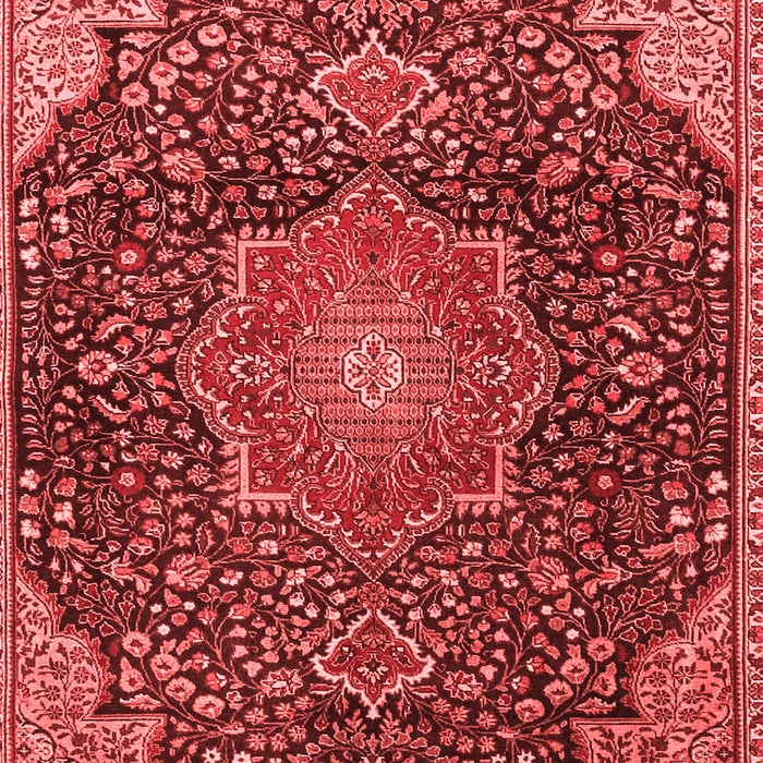 Machine Washable Medallion Red Traditional Rug, wshtr4157red