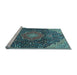 Sideview of Machine Washable Medallion Light Blue Traditional Rug, wshtr4157lblu