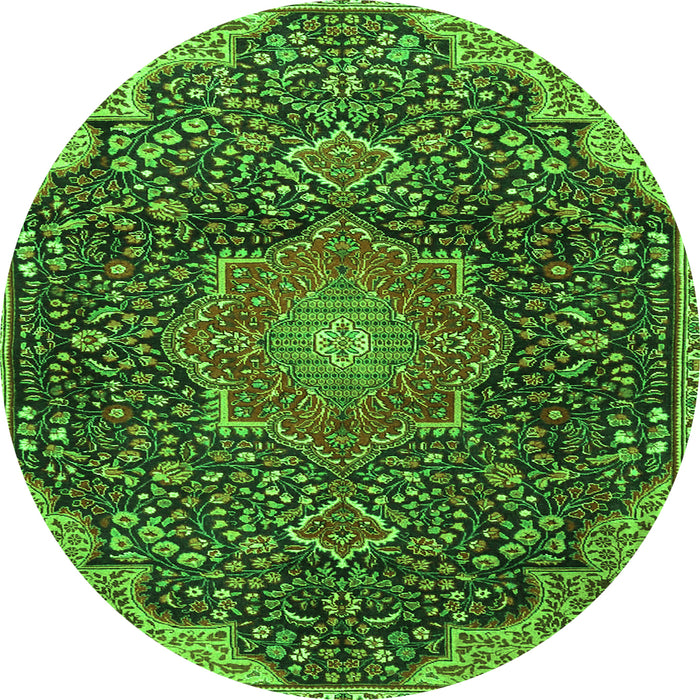 Square Medallion Green Traditional Rug, tr4157grn