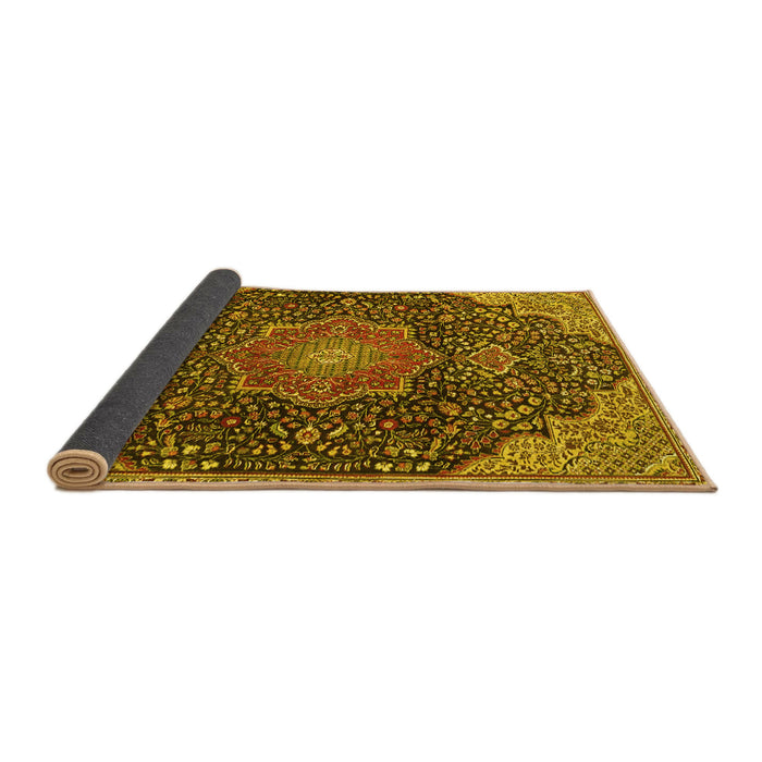 Sideview of Medallion Yellow Traditional Rug, tr4157yw