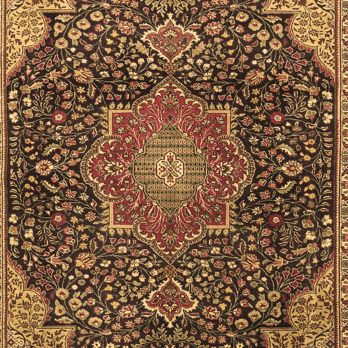 Machine Washable Medallion Brown Traditional Rug, wshtr4157brn